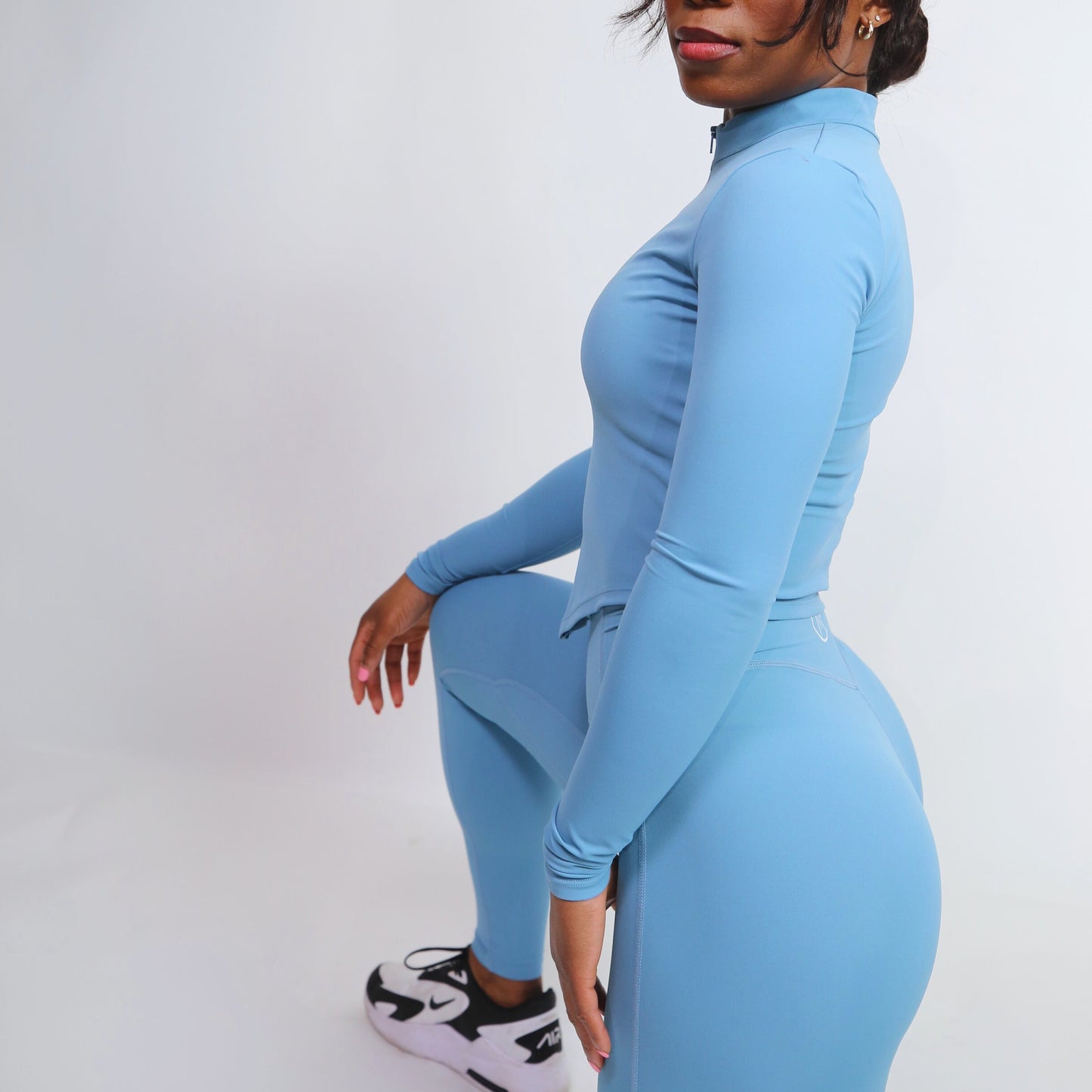 Snatched Corset Full Zip Jacket In the colour Spa Blue